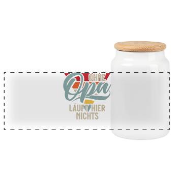 Ohne Opa Läuft Hier Nichts Retro - Panorama Keksdose mit Holzdeckel - Weiß - Vorne
