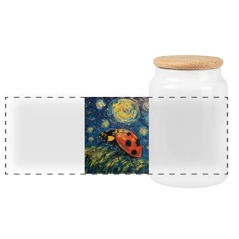 Coccinelle Van Gogh Style Nuit étoilée - Boîte à biscuits avec couvercle en bois - blanc - Devant