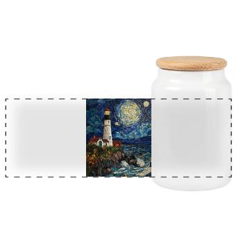 Phare Mer Baltique Mer Nord Plage Nord - Boîte à biscuits avec couvercle en bois - blanc - Devant
