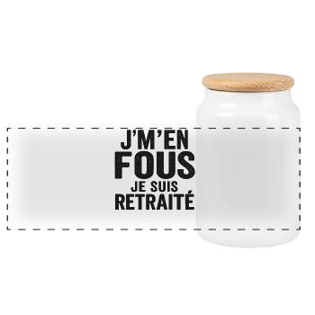 I don't care, I'm retired, funny humor, gift - Panoramic Cookie Jar with Wooden Lid - white - Front