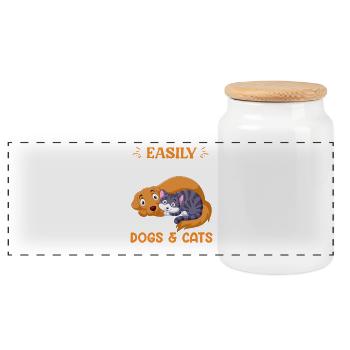 Dogs & Cats – Kuschelfreunde fürs Herz - Panorama Keksdose mit Holzdeckel - Weiß - Vorne