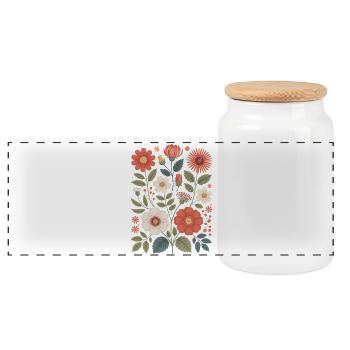 Botanical Flower Diversity Garden Meadow Nature - Panoramic Cookie Jar with Wooden Lid - white - Front