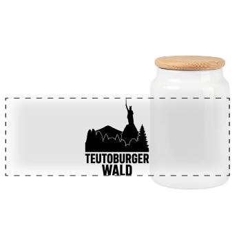 Teutoburger Wald - Panorama Keksdose mit Holzdeckel - Weiß - Vorne