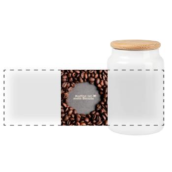 Coffee is my gasoline – Funny coffee saying - Panoramic Cookie Jar with Wooden Lid - white - Front