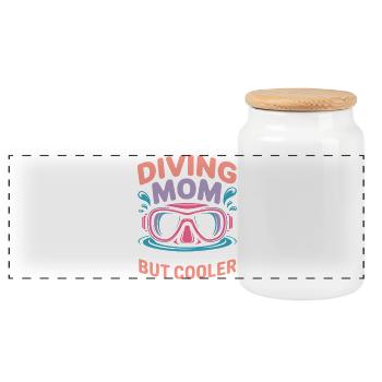 Diving Saying Mom Funny Diving Gift - Panoramic Cookie Jar with Wooden Lid - white - Front