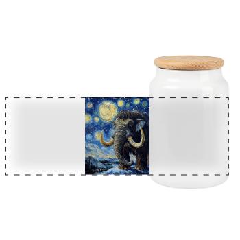 Mammoth Van Gogh Starry Night - Panoramic Cookie Jar with Wooden Lid - white - Front