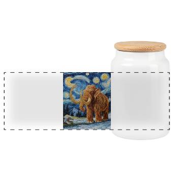 Mammoth Van Gogh Starry Night - Panoramic Cookie Jar with Wooden Lid - white - Front
