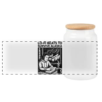 Lo-Fi Alaska Lecture au coin du feu - Boîte à biscuits avec couvercle en bois - blanc - Devant