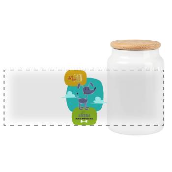 Misié Chien - Boîte à biscuits avec couvercle en bois - blanc - Devant