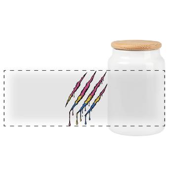 Pan Pride Claw - Pansexuell Flagge Kratzspur - Panorama Keksdose mit Holzdeckel - Weiß - Vorne