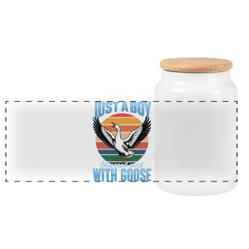 Drôle d’oiseau oie - Boîte à biscuits avec couvercle en bois - blanc - Devant