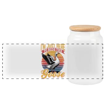Drôle d’oiseau oie - Boîte à biscuits avec couvercle en bois - blanc - Devant