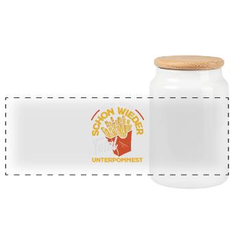Totally underpommest encore une fois – blague sur les frites - Boîte à biscuits avec couvercle en bois - blanc - Devant