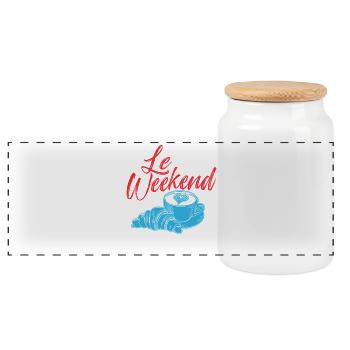 Le Weekend French Coffee Chill Vibes - Panorama Keksdose mit Holzdeckel - Weiß - Vorne