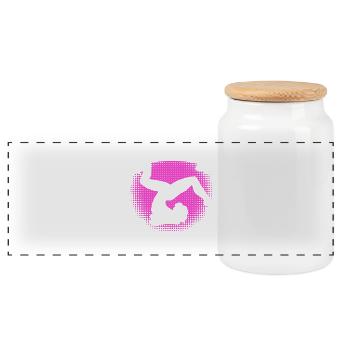 Quote for a contortionist - Panoramic Cookie Jar with Wooden Lid - white - Front