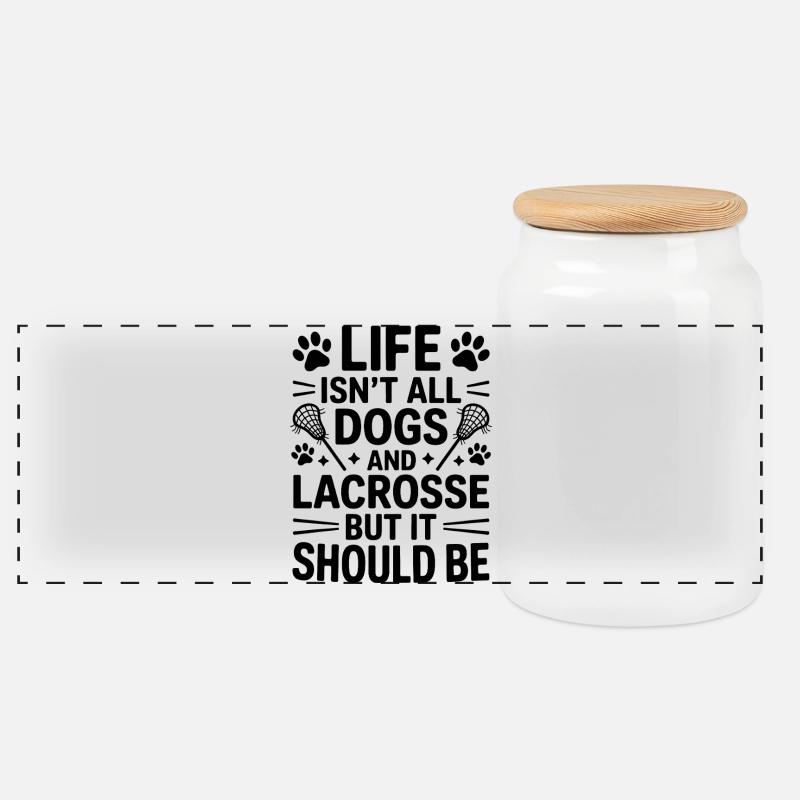Lacrosse Spruch Hunde Lustiges Lacrosse Geschenk - Panorama Keksdose mit Holzdeckel - Weiß