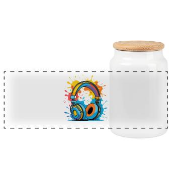 Casque coloré Splash Design - Boîte à biscuits avec couvercle en bois - blanc - Devant