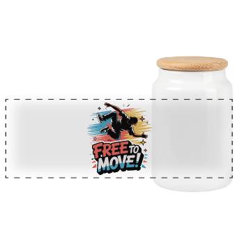 Free to Move Dance Burst - Panoramic Cookie Jar with Wooden Lid - white - Front