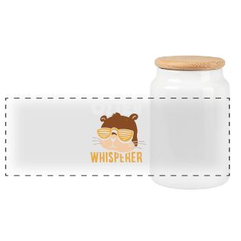 Sea Otter Whisperer - Panoramic Cookie Jar with Wooden Lid - white - Front