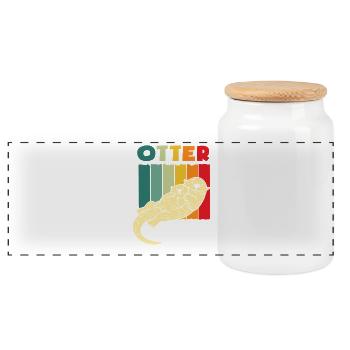 Dessin animé rétro de la loutre de mer - Boîte à biscuits avec couvercle en bois - blanc - Devant