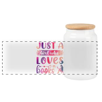 Just a girl who loves books - Panorama Keksdose mit Holzdeckel - Weiß - Vorne