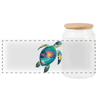 Turtle Waves Surf Turtle Surfer Turtles - Panoramic Cookie Jar with Wooden Lid - white - Front