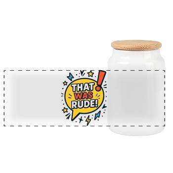 That was rude! - Panoramic Cookie Jar with Wooden Lid - white - Front