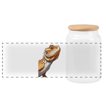 dragon barbu illustration orange - Boîte à biscuits avec couvercle en bois - blanc - Devant