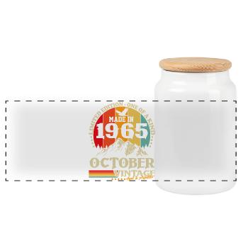 Octobre 1965 Vintage Vintage Rétro Anniversaire - Boîte à biscuits avec couvercle en bois - blanc - Devant