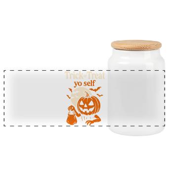 Trick Or Treat Yo Self Halloween Drôle Costume - Boîte à biscuits avec couvercle en bois - blanc - Devant