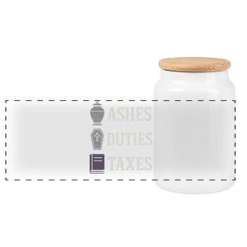 Corpse Science Dark Humor Death Positive - Panoramic Cookie Jar with Wooden Lid - white - Front