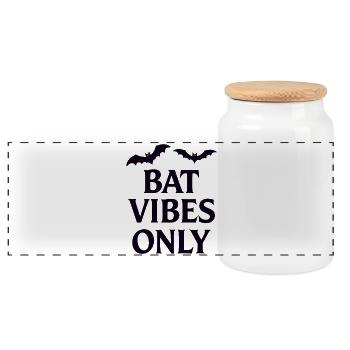 Bat vibes for horror fans - Panoramic Cookie Jar with Wooden Lid - white - Front