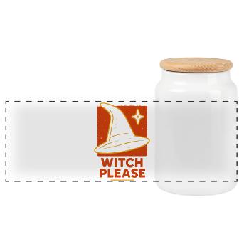 Sorcière s’il vous plaît Halloween Costume Drôle Dicton - Boîte à biscuits avec couvercle en bois - blanc - Devant