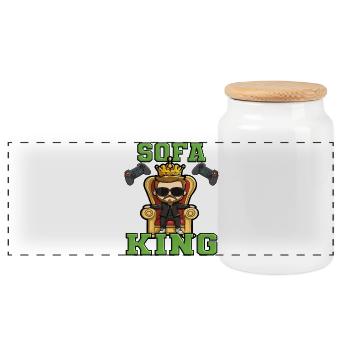 Sofa King - zocken gaming stream - Panorama Keksdose mit Holzdeckel - Weiß - Vorne
