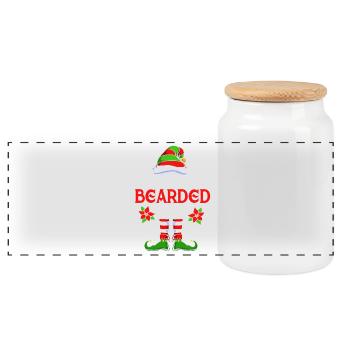 Elf Elf Cadeau de Noël Barbe Barbu Coiffeur - Boîte à biscuits avec couvercle en bois - blanc - Devant
