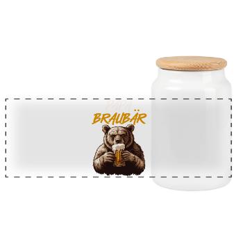 Soon DAD BROWN BEAR Father BROWN BEAR Fatherhood Funny - Panoramic Cookie Jar with Wooden Lid - white - Front