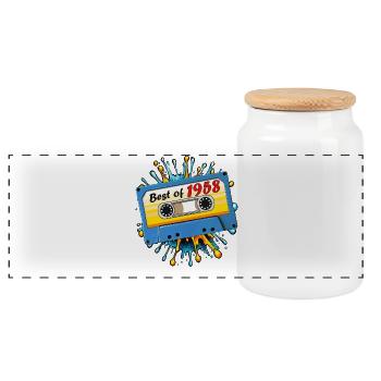1958 MUSIC CASSETTE BEST OF - Panoramic Cookie Jar with Wooden Lid - white - Front