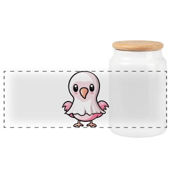 Flamingo Halloween Geist - Panorama Keksdose mit Holzdeckel - Weiß - Vorne
