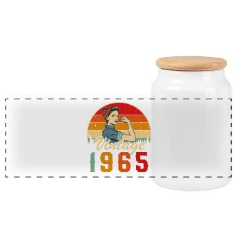  1965 Vintage Rétro Cadeau D'anniversaire - Boîte à biscuits avec couvercle en bois - blanc - Devant