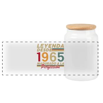 1965 Vintage Cadeau d’anniversaire - Boîte à biscuits avec couvercle en bois - blanc - Devant