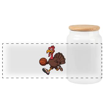 Thanksgiving Turquie jouant au basket-ball - Boîte à biscuits avec couvercle en bois - blanc - Devant