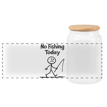 Fishing frustration – no fishing today - Panoramic Cookie Jar with Wooden Lid - white - Front