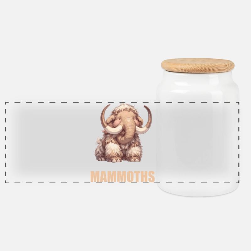 Mammuts Mammut - Panorama Keksdose mit Holzdeckel - Weiß