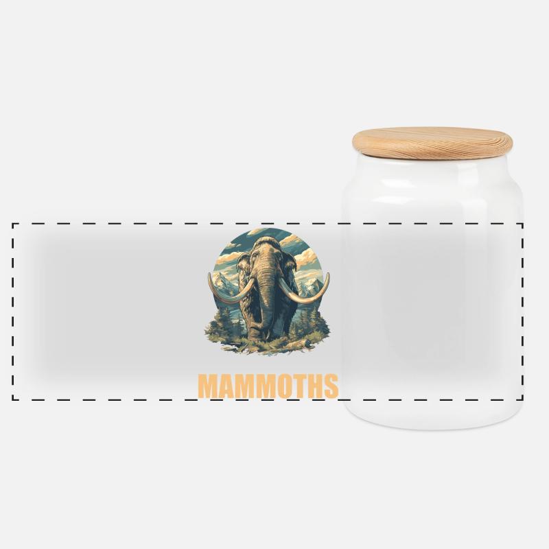 Mammuts Mammut - Panorama Keksdose mit Holzdeckel - Weiß