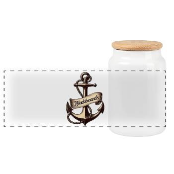 Blackbeard's Vintage Anchor - Panoramic Cookie Jar with Wooden Lid - white - Front