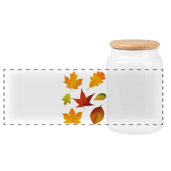Feuilles d’automne - Boîte à biscuits avec couvercle en bois - blanc - Devant