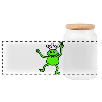 Couronne de grenouille Roi Conte de fées Prince Princesse Paix - Boîte à biscuits avec couvercle en bois - blanc - Devant