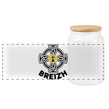 Breizh (Brittany) - Panoramic Cookie Jar with Wooden Lid - white - Front