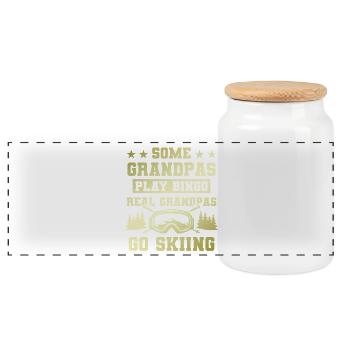 Dicton de ski de grand-père - Boîte à biscuits avec couvercle en bois - blanc - Devant