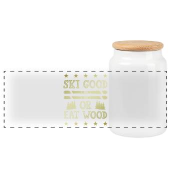 Ski Skiing - Boîte à biscuits avec couvercle en bois - blanc - Devant